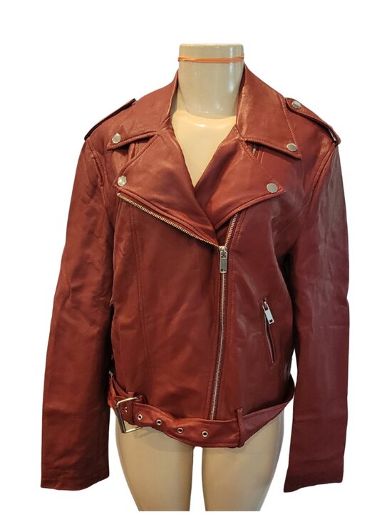 Forever 21 Jackets & Blazers - Forever 21 Red Moto Faux Leather Zippered Jacket/Coat